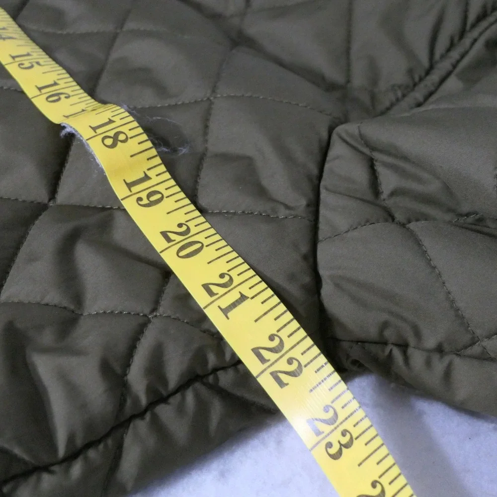 Banana Republic Men Quilted Bomber Jacket M Olive Green Diamond Pattern Snap Zip